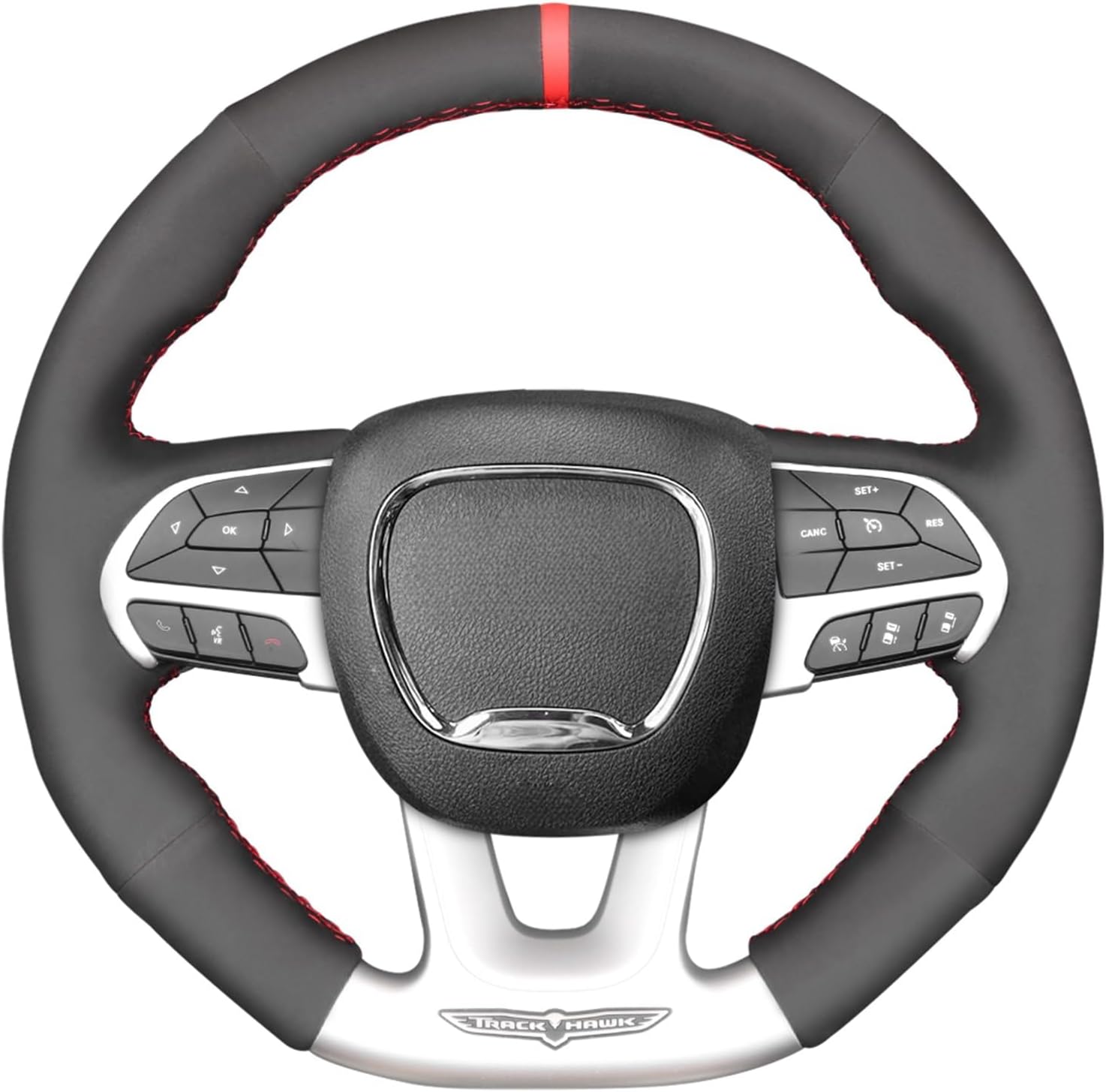 MEWANT Steering Wheel Cover for Dodge (SRT) Challenger 2015-2021 / Dodge Charger 2015-2021 / Durango 2018-2021 Suede Steering Wheel Wrap