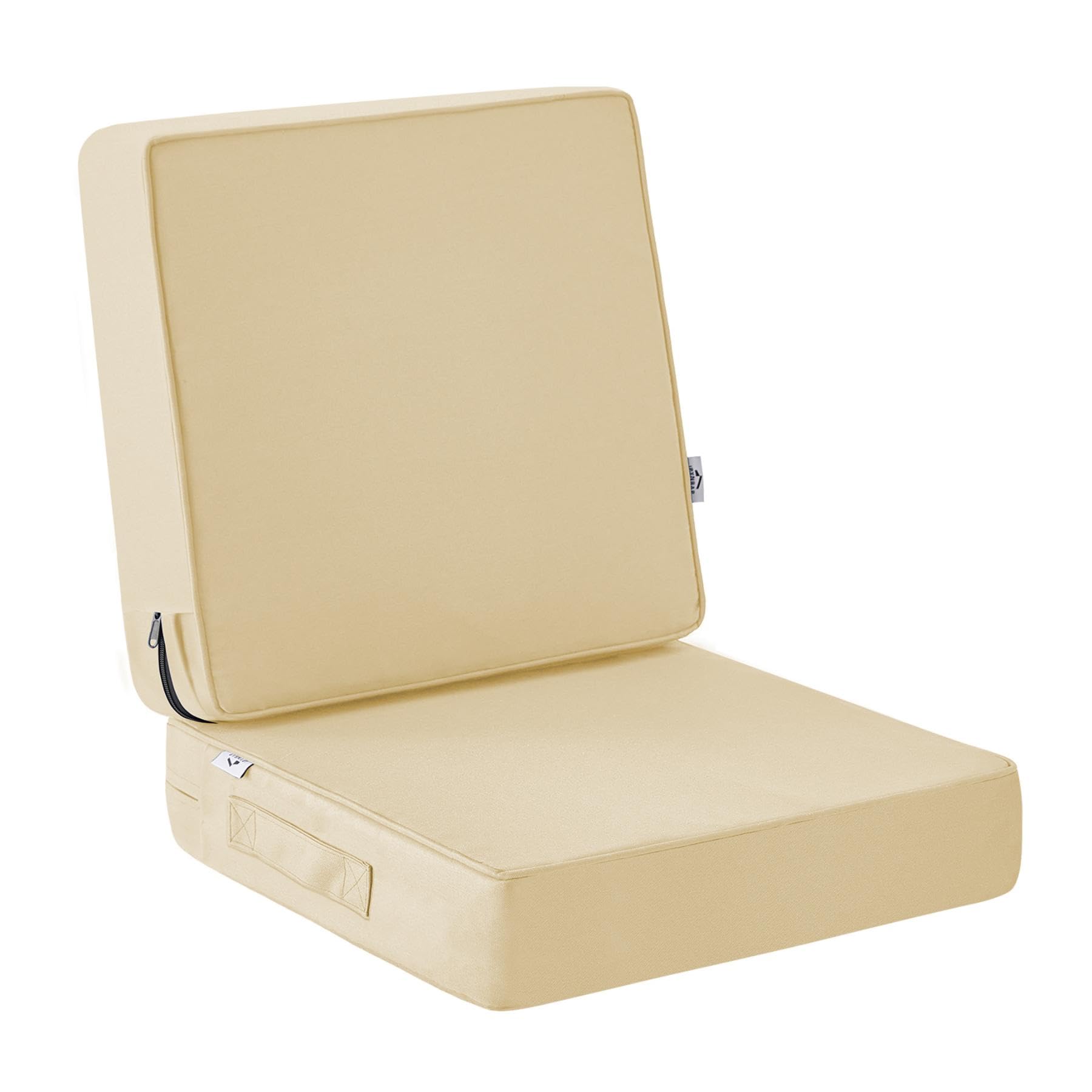 Photo 1 of IPYNBAP Outdoor Cushions, Outdoor Chair Cushions 24x24x4 Inch, Cushions for Outdoor Furniture with Removable Cover, Waterproof & Fade Resistant Outdoor Seat Cushions for Patio, Lawn, Beige