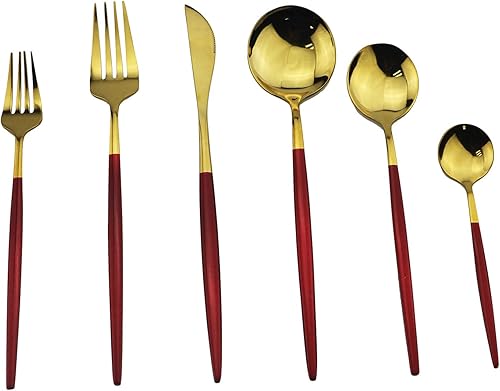 Miniatura 2 de Gugrida Elegant Life - Juego de cubiertos de acero inoxidable de 4 piezas para 1, incluye tenedor, cuchara y cuchillo, juego de cubiertos para el