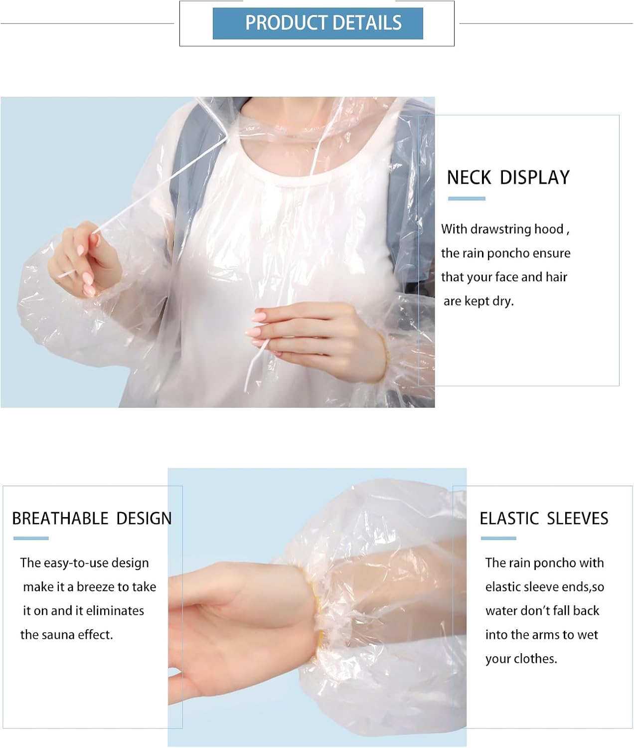 Disposable Rain Ponchos for Kids & Adults 4/6/10 Pack Extra Thick image 4