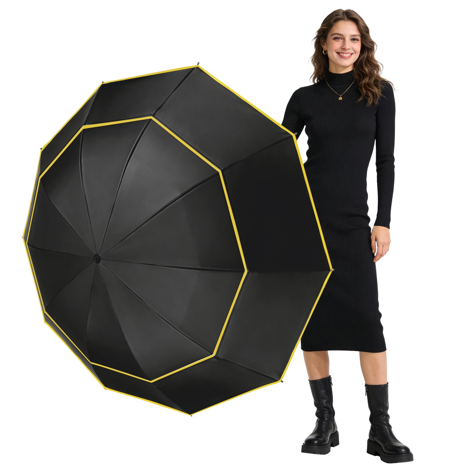 TOROKOM Extra Large Golf Umbrella Folding Umbrella, 62 Inch Double Canopy Vented Waterproof Oversized Umbrella for Men and Women