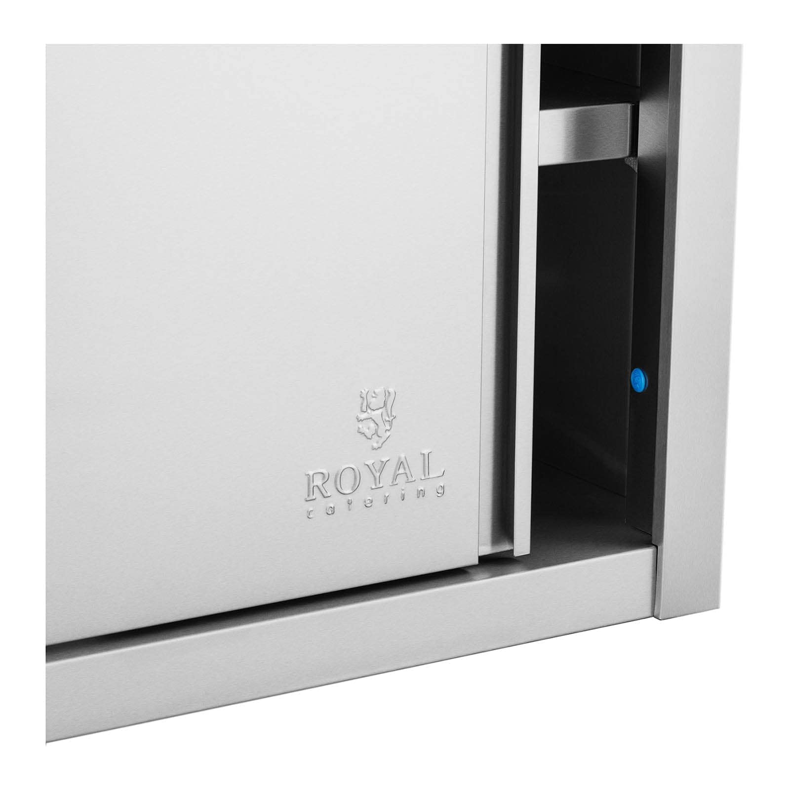 Royal Catering Armoire Murale en INOX Haute De Cuisine Travail Suspendue Professionnelle Placard Mural Rangement RCSSWC-100X45-S (100 x 45 x 60 cm, 600 kg, 3 Niveaux, Portes Coulissantes)