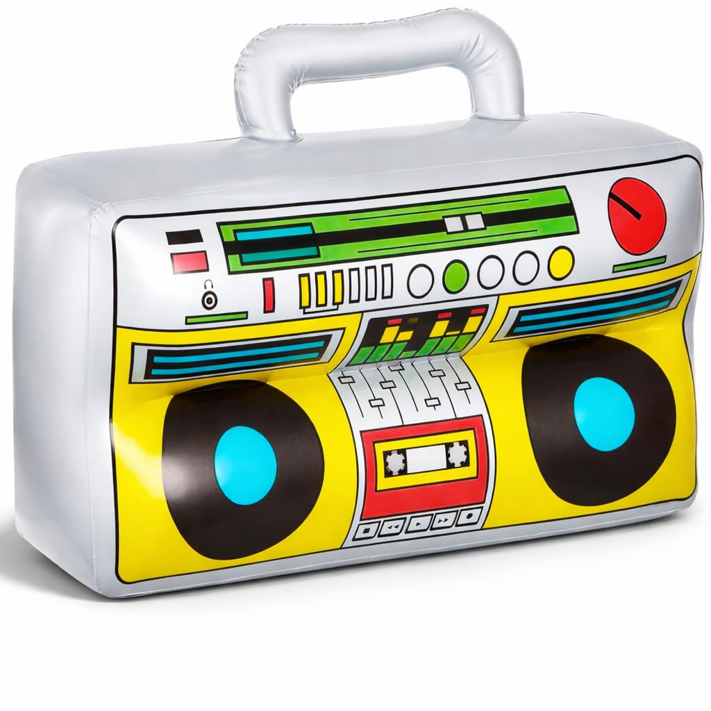 Gonfiabile Retro Ghetto Blaster Hip Hop Radio Walkman 80s 90s Party Accessori Costume Carnevale Cattivo Gusto Assi