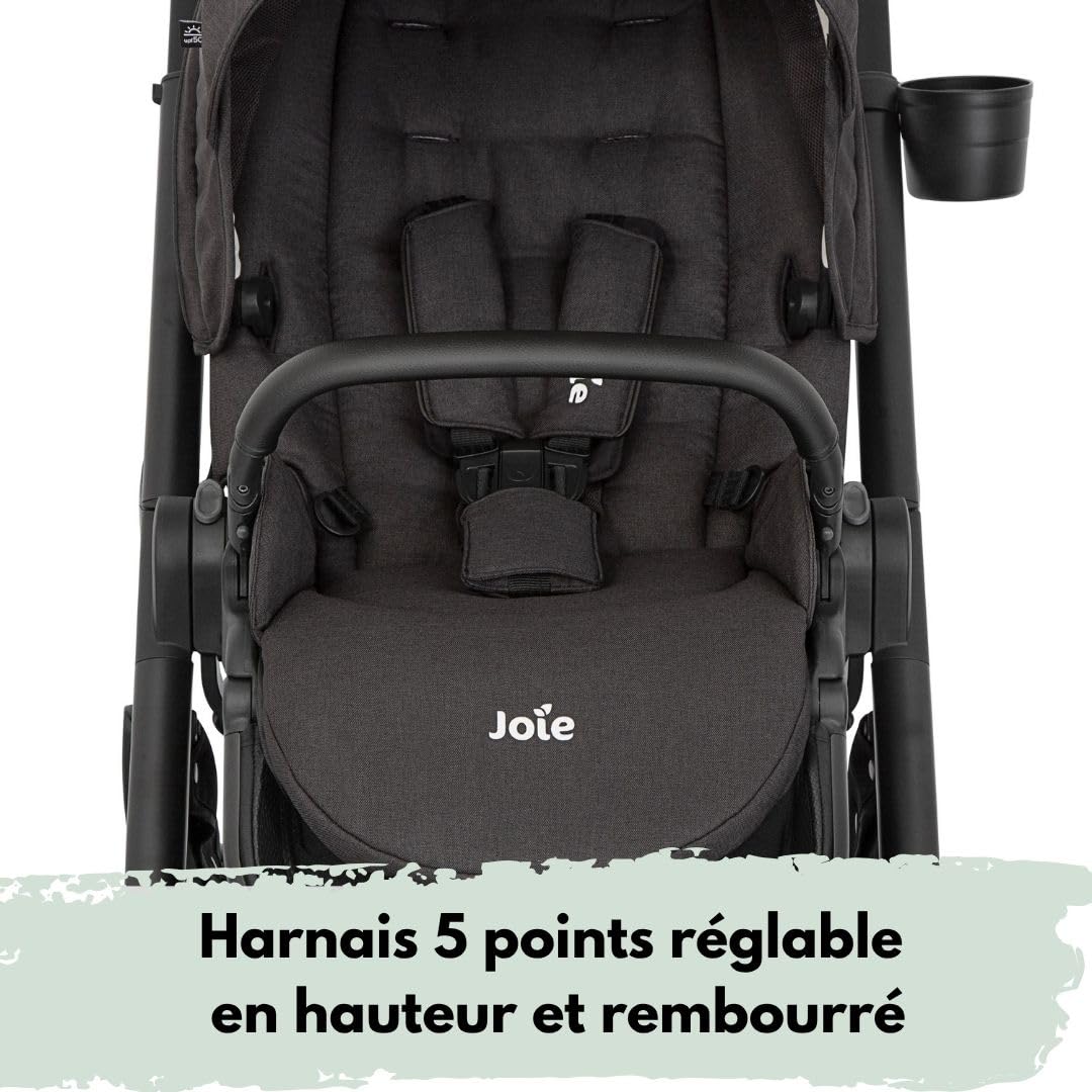 Joie Versatrax Poussette Bébé Réversible jusqu'à 22 kg - Shale | Dès la naissance, position allongée, pliage une main, inclus habillage pluie, adaptateurs et pack accessoires XXL