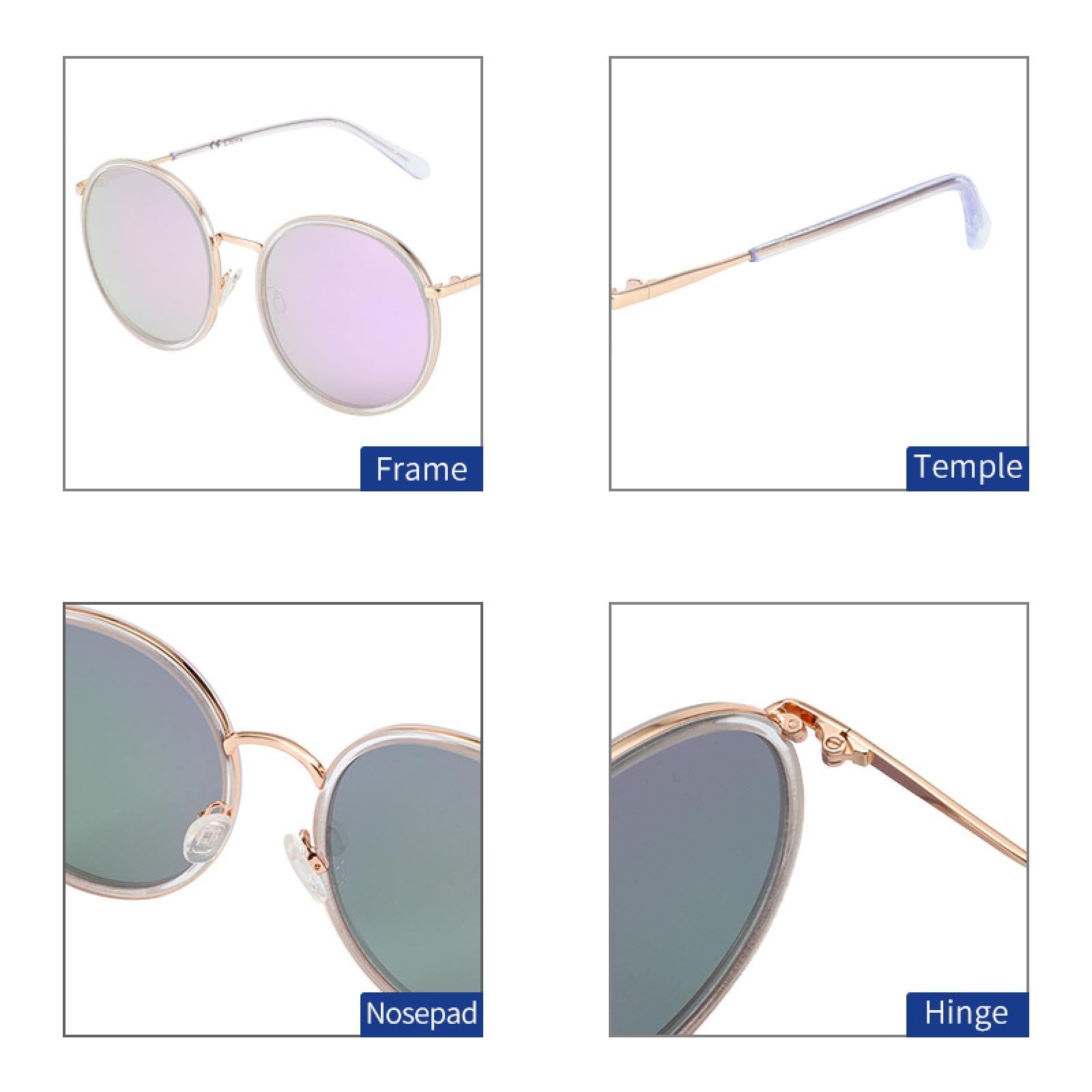 Occhiali da sole rotondi in acetato da donna, con rivestimento UV400