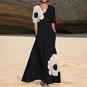 Womens V Neck Long Sleeve Geometric Print Fall Casual Vacation A-line Maxi Dress with Pockets (Apricot, M) at Amazon Women's Clothing store Womens V Neck Long Sleeve Geometric Print Fall Casual Vacation A-line Maxi Dress with Pockets (Apricot, M) at Amazon Women's Clothing store