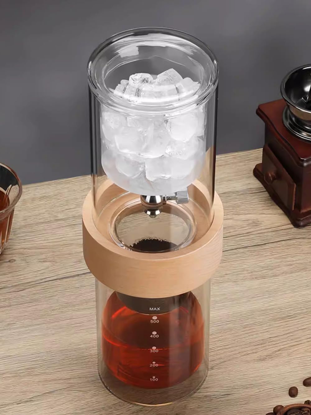 Cold Brew Coffee Maker Glass Slow Steep Drip Coffee Maker, 500ml Iced Pour Over Coffee Maker Cold Brewer for Coffee Bar Accessories