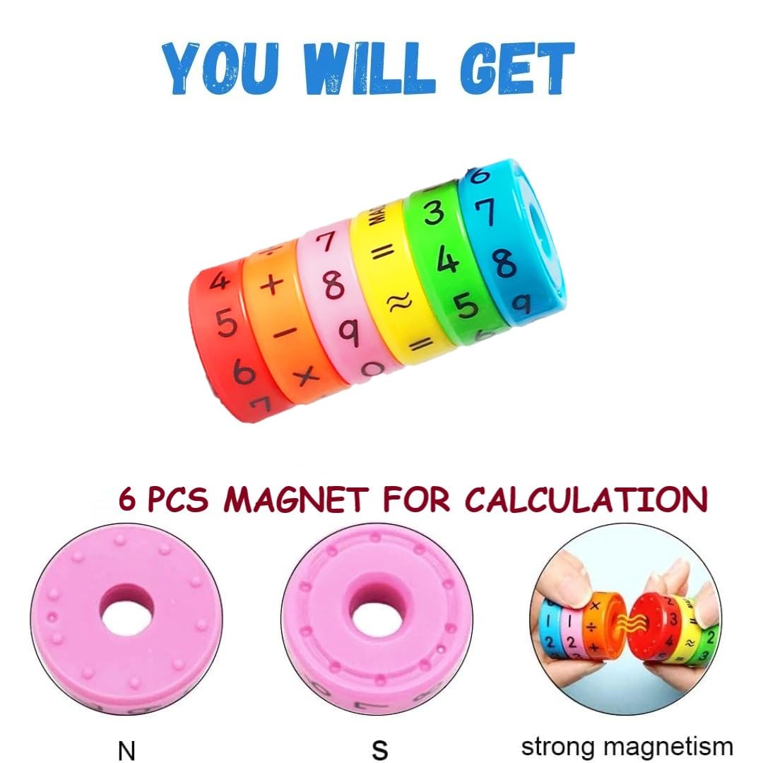 ADKD Magnetic Calculator,Magnetic Arithmetic Learning Toy,Cylinder Number and Symbol Toys Intelligence Brain Developing Toy for Kids-Multicolor (1 Math Roller) 1