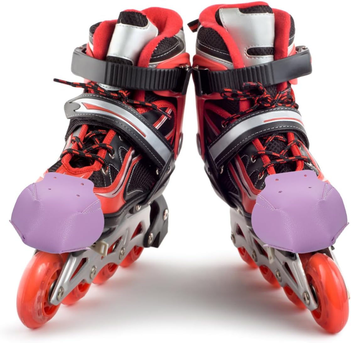 Roller Skates Toe Caps Protective Sleeve 1 Pair Purple Leather Skates Toe Covers Front Protectors for Inline and Ice Skating