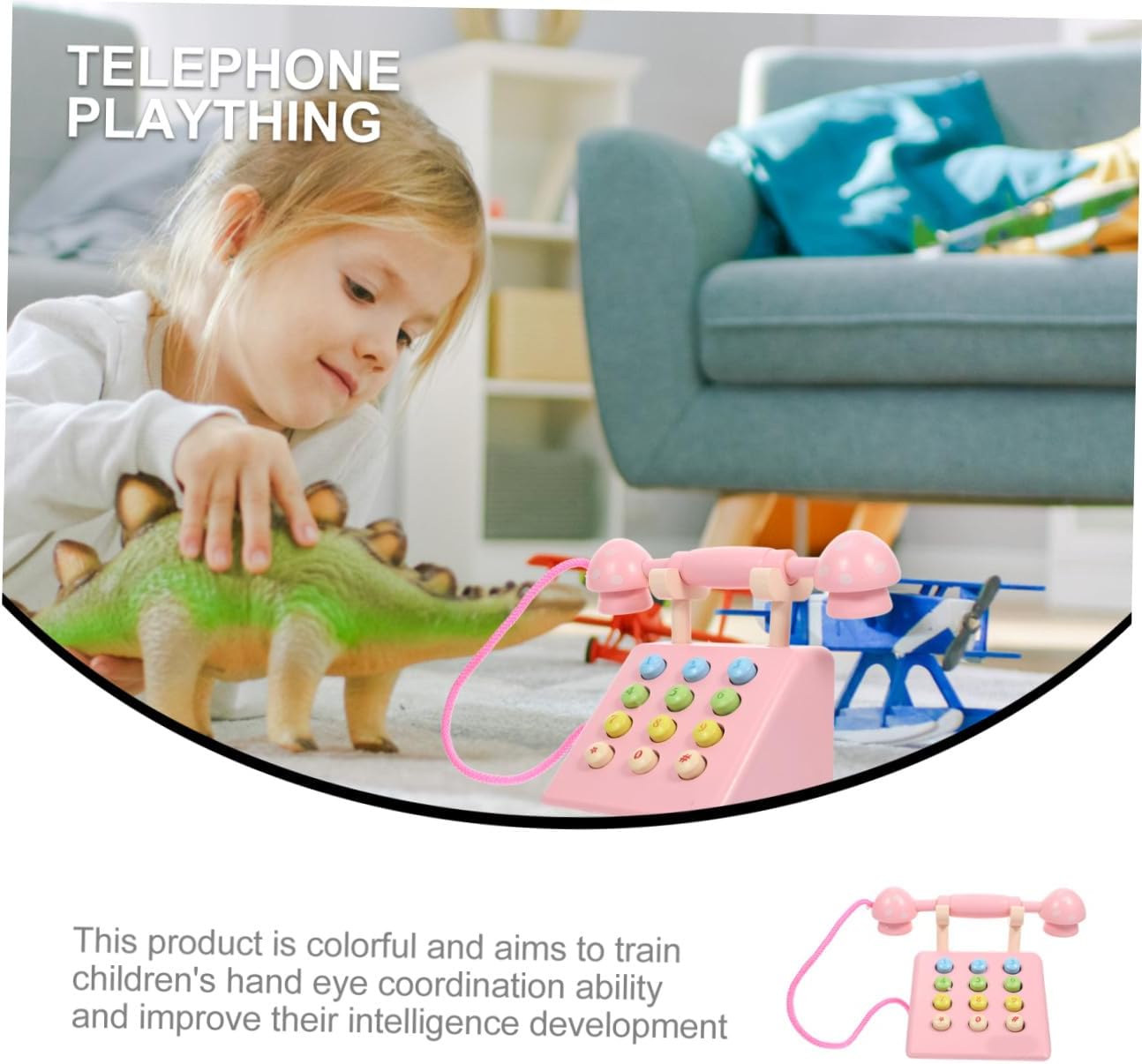Simulated Telephone for Colorful Pretend Play Phone for Hand-Eye Coordination Intellectual Development and Interaction Safe Educational Plaything