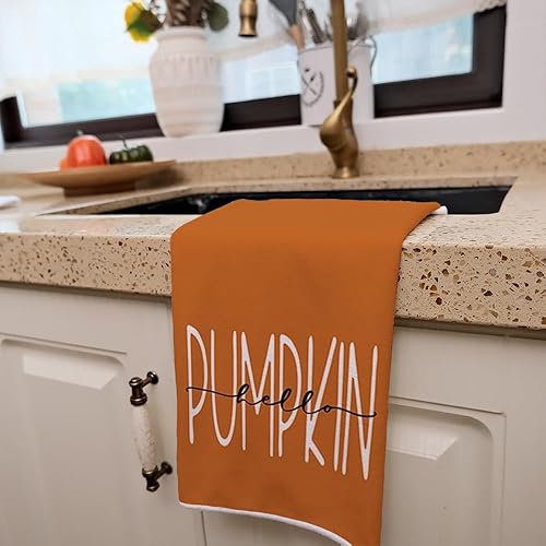 Miniatura 7 de ARKENY AD119 - Juego de 2 paños de cocina otoñales con hojas de eucalipto de calabaza naranja, 18 x 26 pulgadas, decoración del hogar de granja