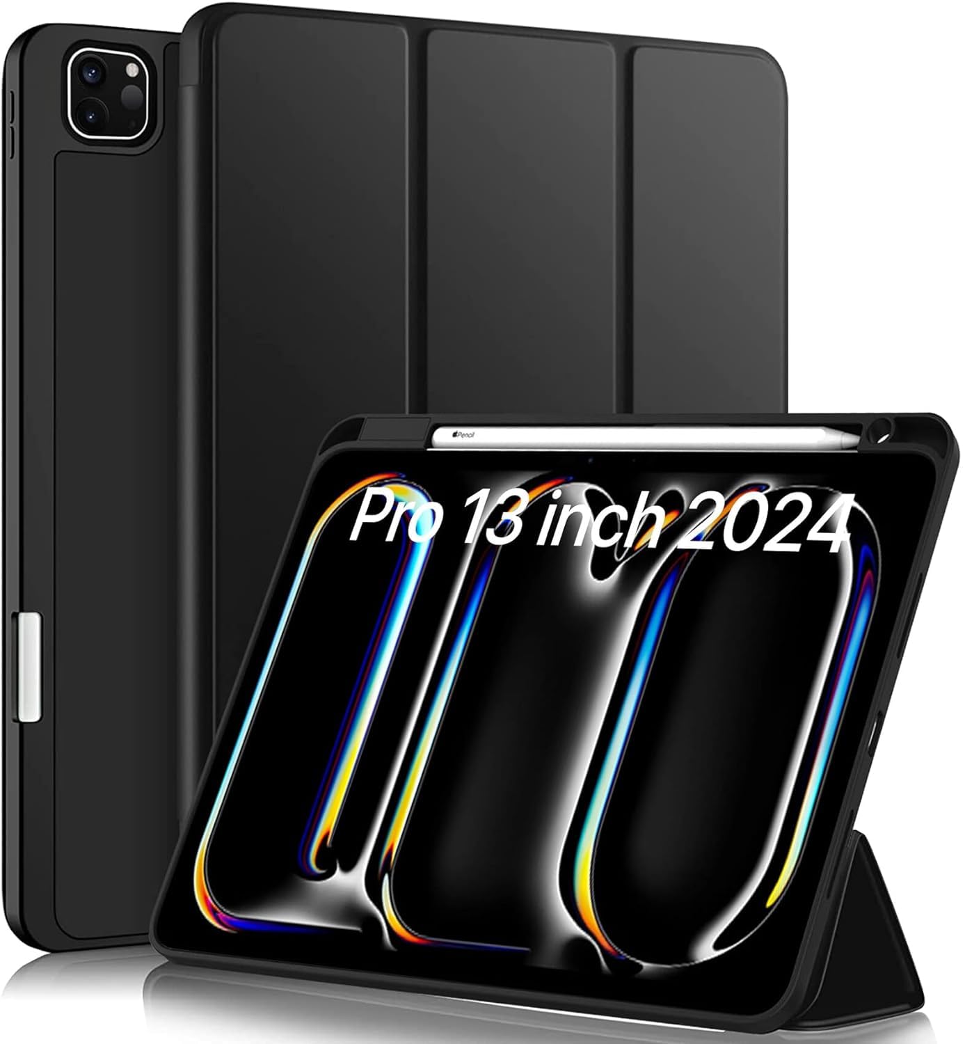 Case for iPad Pro 13-inch (M4) 2024 Tri-Fold Smart Tablet PU Leather Case, Hard PC Back Shell Slim Case Multi- Viewing Angles Stand Hard Shell Folio Case Cover with Auto Wake up (iPad Pro 13 2024)