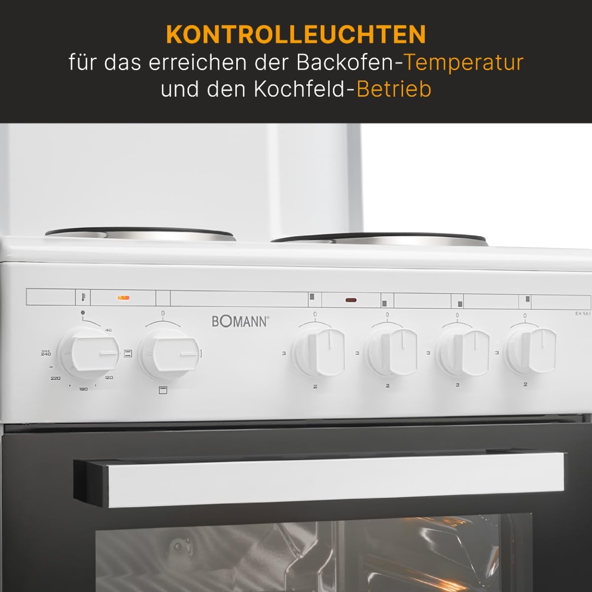 Bomann Forno 50 cm con fornello elettrico autoportante 4 piastre 48 l 40-240°C