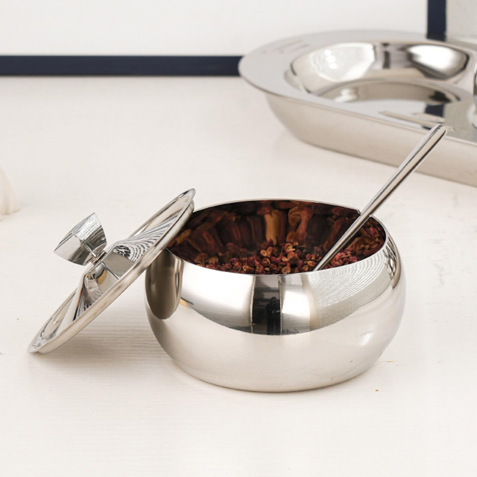 304 Edelstahl Gewürze Glas Set Mit Deckellöffel Tablett Gewürzgläser Gewürze Aufbewahrungsdose Für Küchen Und Außenkochen