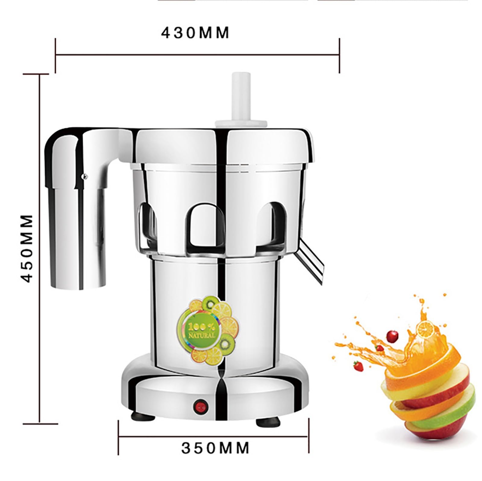 Extracteur de jus électrique professionnel 550 W 110 V en acier inoxydable, centrifugeuse silencieuse et robuste, for jus de fruits et légumes entiers