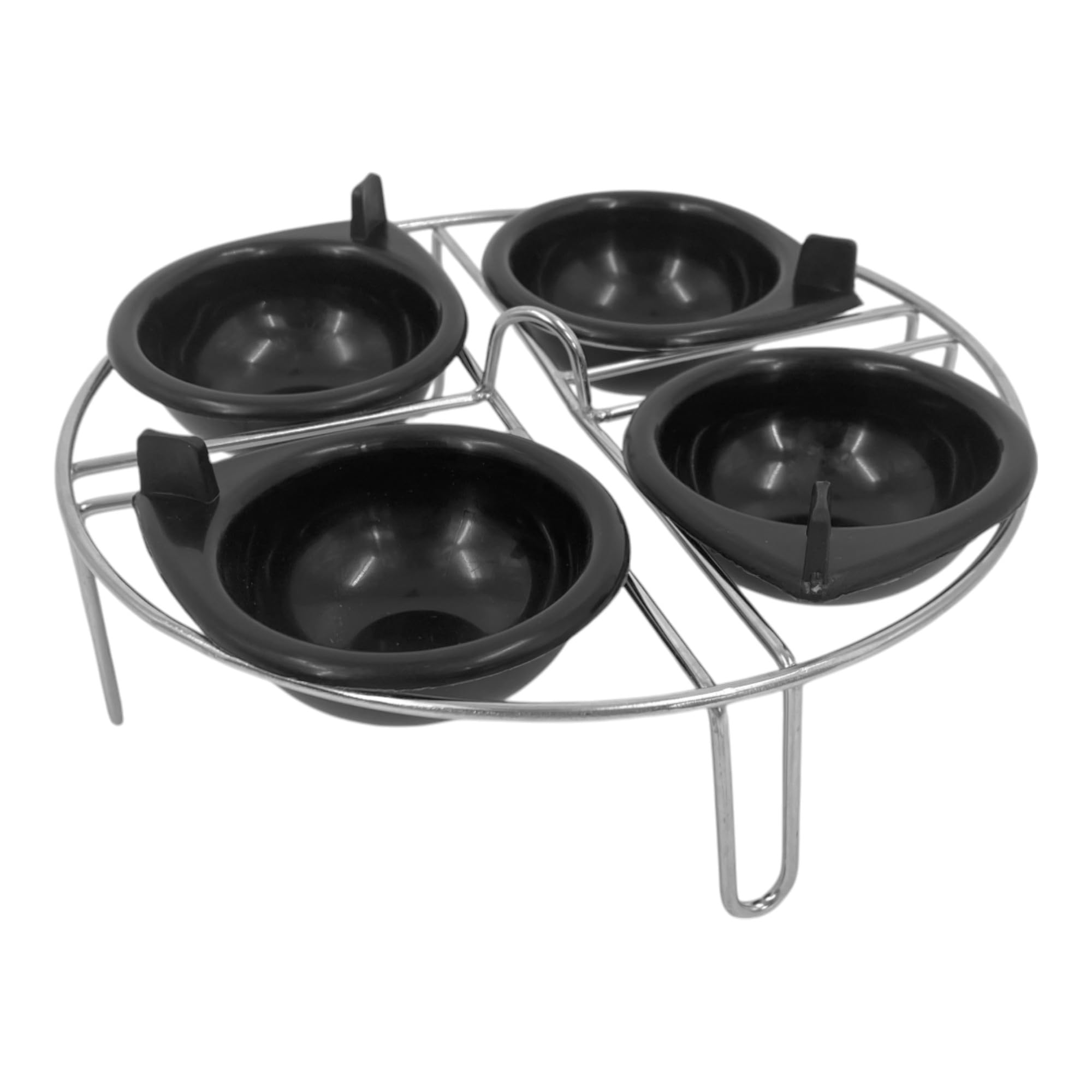 4x Large Egg Poacher Cups & Stainless Steel Rack, Durable Plastic, Reusable Non-Stick Design for Perfect Poached Eggs, Easy to Use and Clean, Ideal for Home Cooking