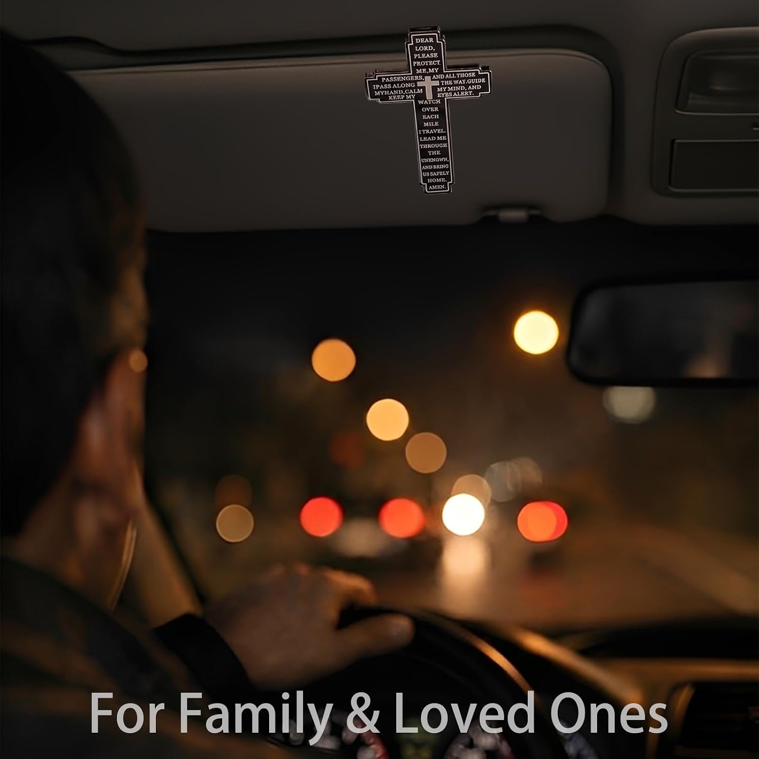 2 Pack Drive Safe Visor Clip for Car, Christian Cross Car Accessory, Religious Cross Visor Ornament for Drivers, Spiritual Car Charm Gift Idea, Black