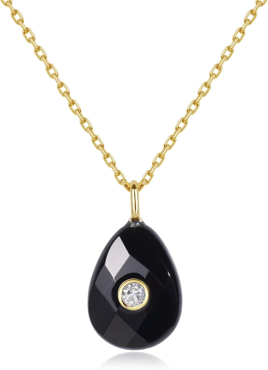 COAI Crystal Necklace for Women, Teardrop Pendant 18K Gold Plated Stainless Steel Necklace for Women