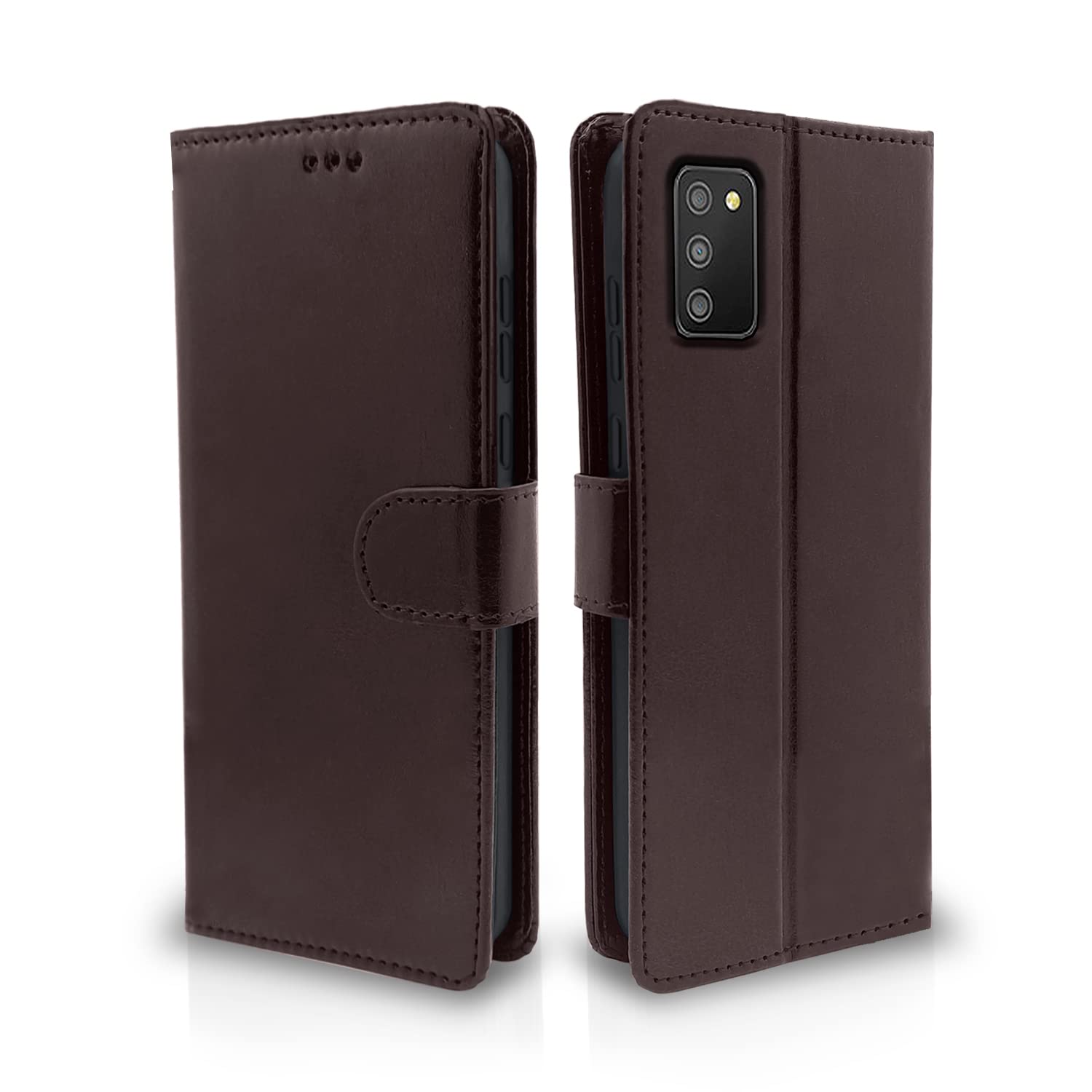 Pikkme Flip Cover Leather Finish | Inside TPU with Card Pockets | Wallet Stand and Shock Proof | Complete Protection Flip Case for Samsung Galaxy M02s (Coffee) (B0BJJP89FF) Amazon Price History, Amazon Price Tracker