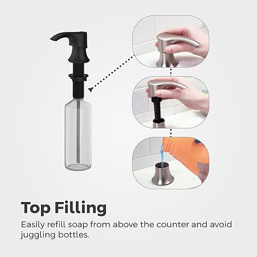 Miniatura 6 de Pfister Dispensador de jabón SoloTilt para fregadero de cocina, botella de 16 onzas incluida, acabado de acero inoxidable Spot Defense, KSDKEMGS