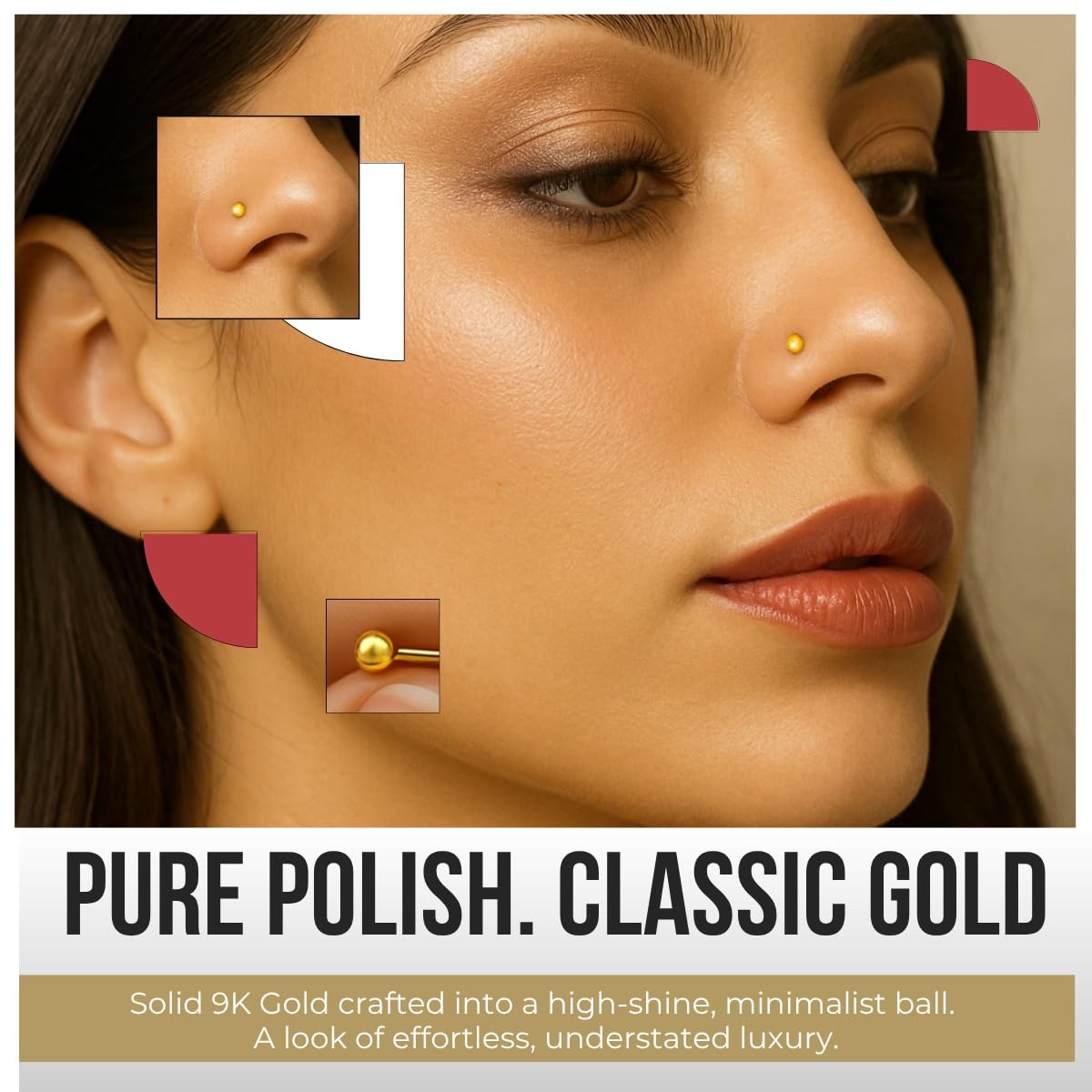 9K Amarillo Oro Llano Superior Calibre 22 L Curva Nariz r?Tula Piercing