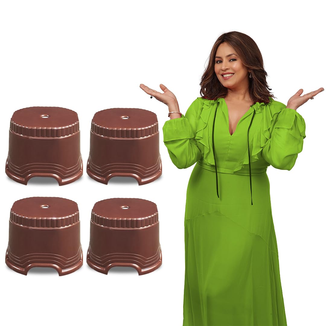 MAHARAJA Neo Plastic Sitting Stool for Indoor Or Outdoor | Kitchen & Living Room (Metallic Brown, Pack of 4 (10 inch))-image-34