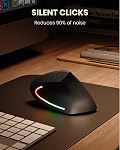 Souris ergonomique rechargeable sans fil POJTK, connexion Bluetooth + USB A + Type C (3 en 1), 5 niveaux jusqu'à 4800 DPI, 6 boutons silencieux, souris verticale carpal tunnel 2.4GHz, pour portable, bureau (Noir)