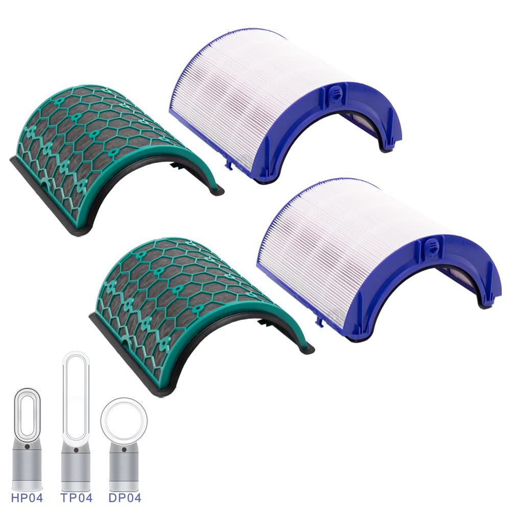PRIMEBAG - Filter kompatibel mit Dyson Pure Cool TP04 DP04 Pure Hot+Cool HP04 Luftreiniger Heizlüfter Ersatzfilter mit Glasfaser Aktivkohle, Ersetzt 969048-05 968707-08 968708-08