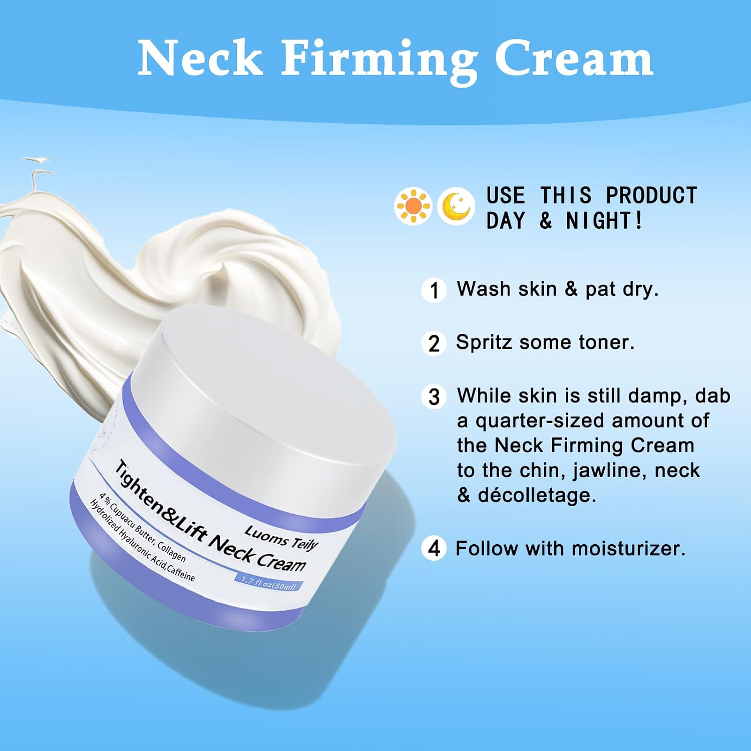 Tighten and Lift Neck Firming Cream - Lifting and Firming Cream for Neck, Face, and Chest，Rapid Hydration and Deep Nourishment, Wrinkle Diminishing，Achieve a Firm and Smooth Skin.