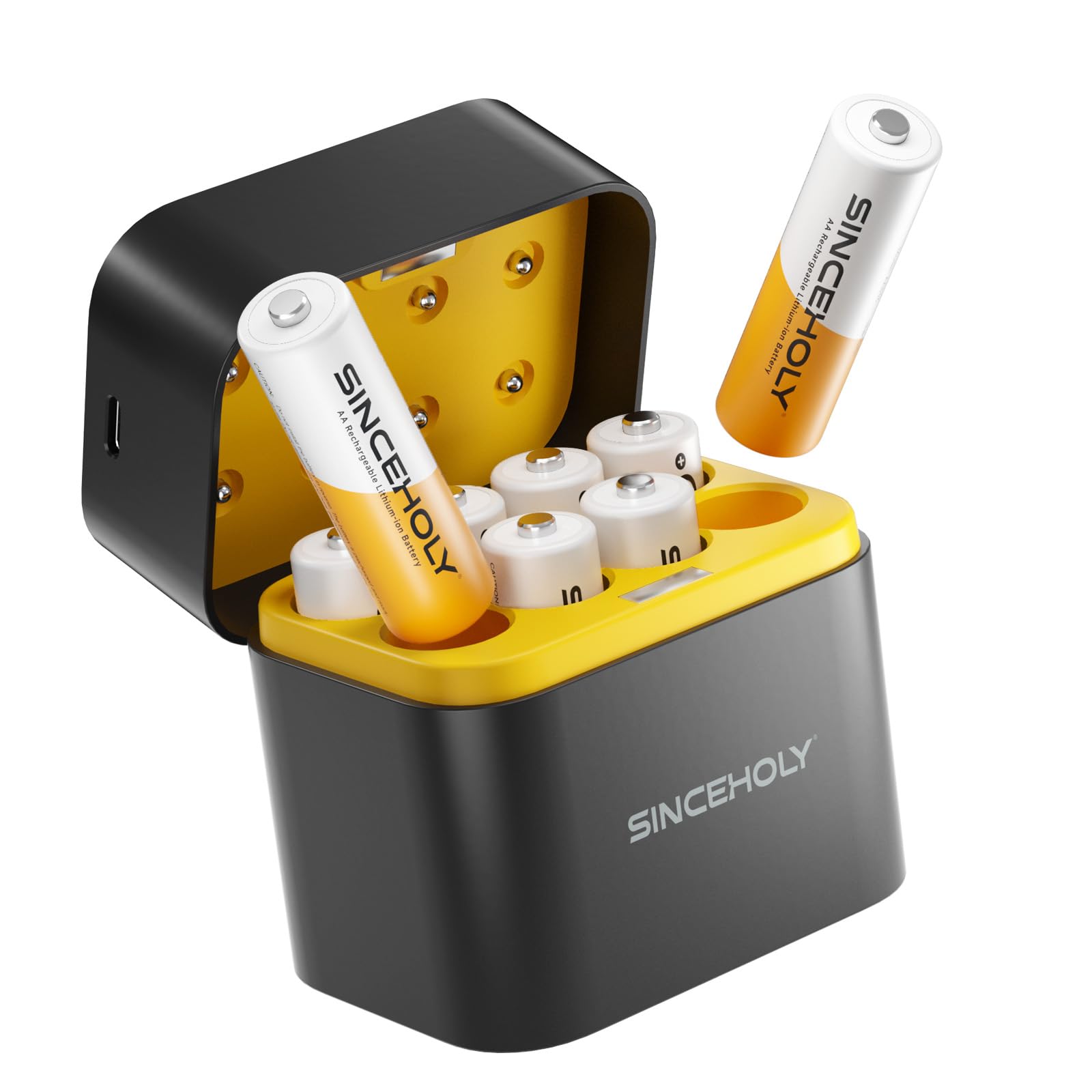 8 Pack Rechargeable Lithium AA Batteries with Fast Charger, 1.5V 3000mWh Double a Batteries, 1600+ Cycle Times Long Lasting AA Li-ion Battery