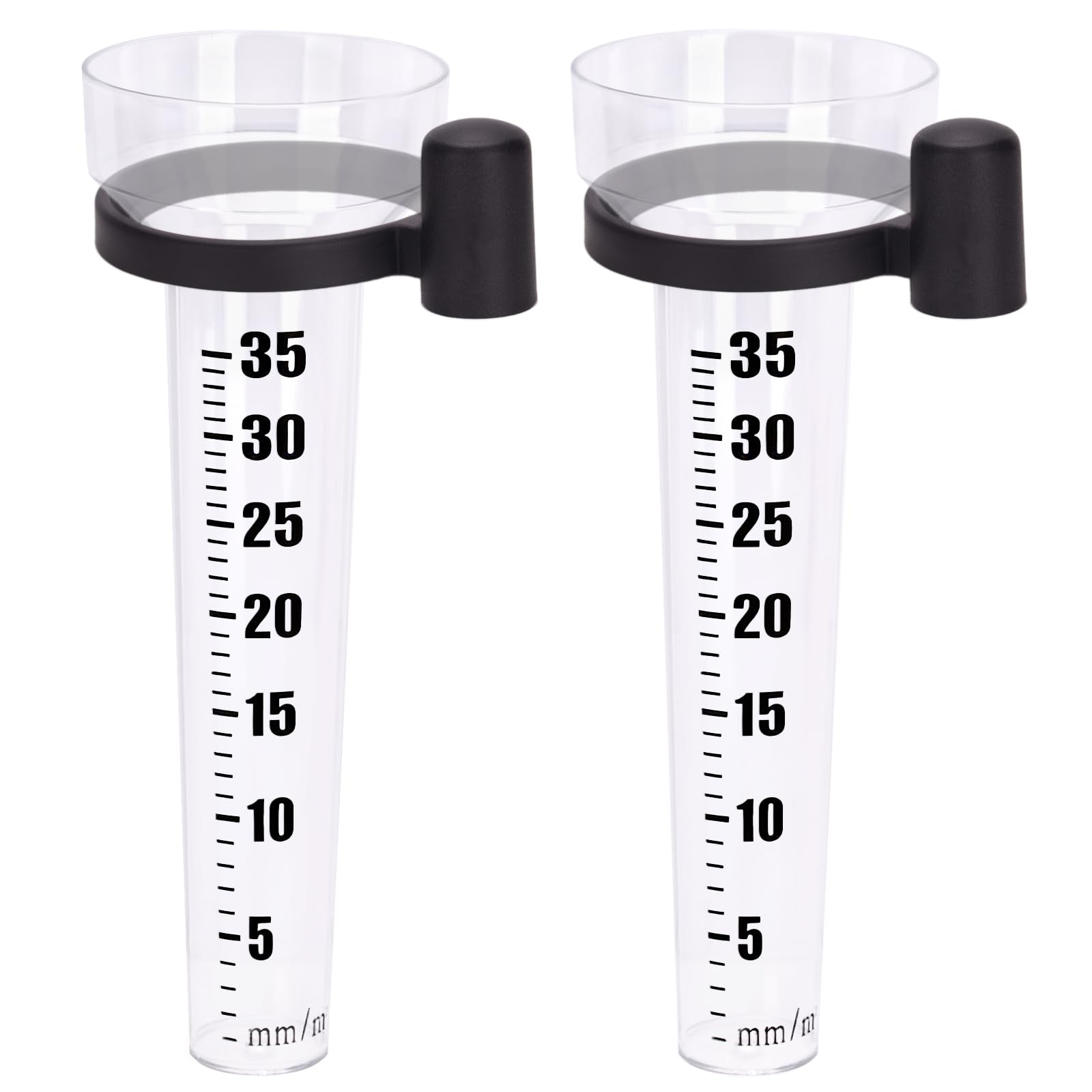 KINGLAKE 2 Pcs Rain Gauges Plastic Rain Collector for Outdoor Garden, Clear — image 1