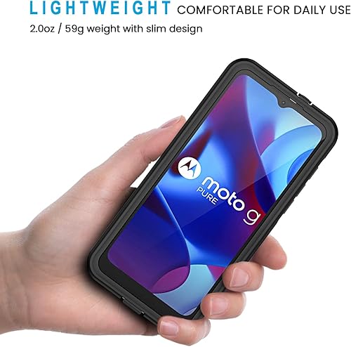 Miniatura 4 de Lanhiem Funda para Moto G Pure, IP68 impermeable a prueba de polvo con protector de pantalla integrado, funda resistente de cuerpo completo a prueba