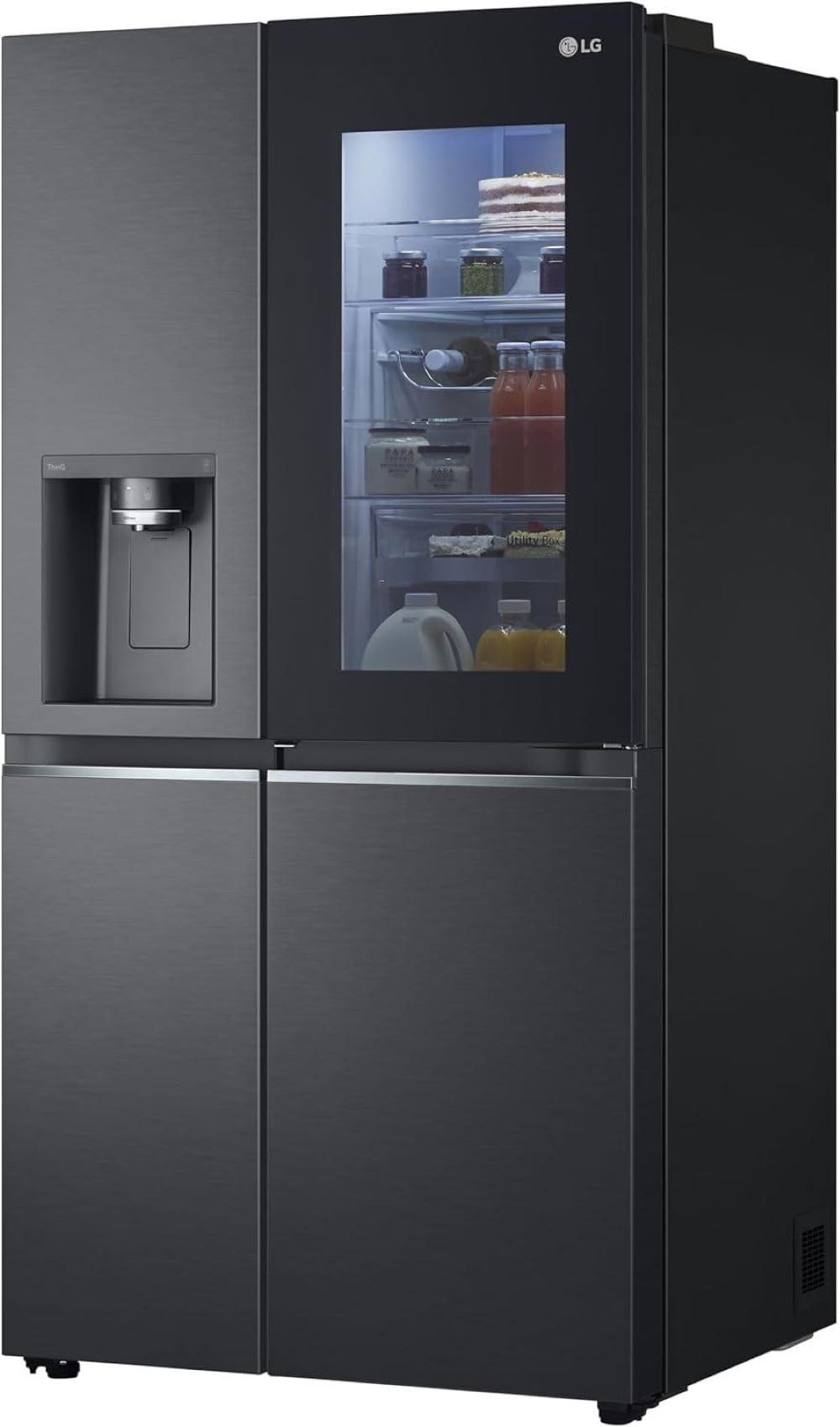 LG GSXV90MCDE Side-by-Side Kühlschrank mit Gefrierfach (628 L, Energieklasse D) mit InstaView, Door-in-Door, Craft Ice, Eis- und Wasserspender, Total No Frost, Schwarz