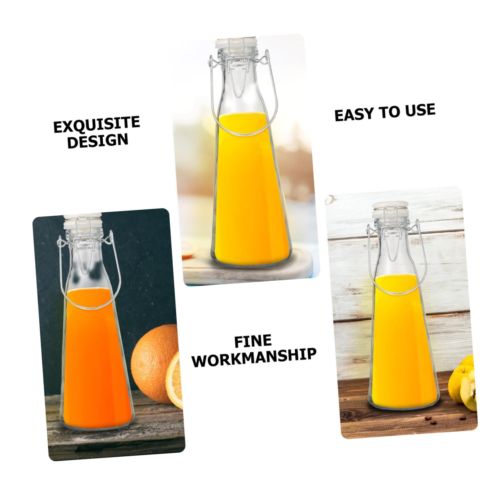 2piezas Botellas Extra Gruesas De Bebida Transparentes Fiables Para Leche Agua Diseño Simple Práctico