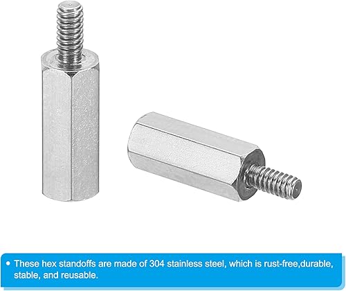Miniatura 4 de PATIKIL M2x10mm+0.157 in Macho-Hembra Hex Standoff, paquete de 20 tornillos de acero inoxidable para placas base, cajas de computadoras, placas de
