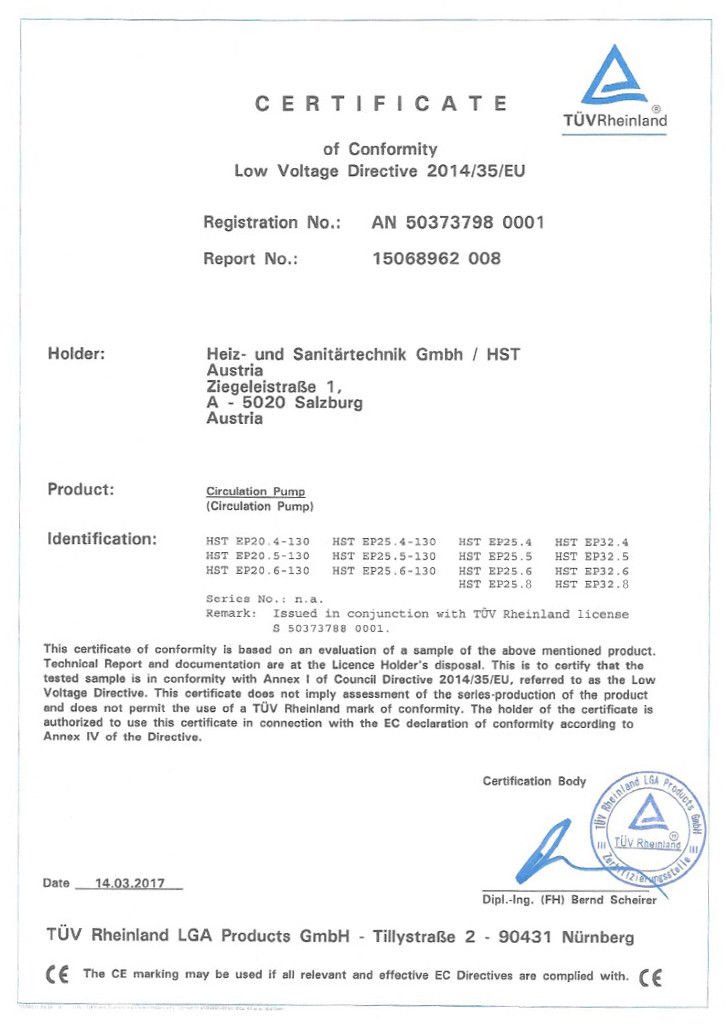 HST | Pompa di riscaldamento ad alta efficienza | Pompa di circolazione | HST EP 32-80/180 mm | Altezza di mandata 8 metri