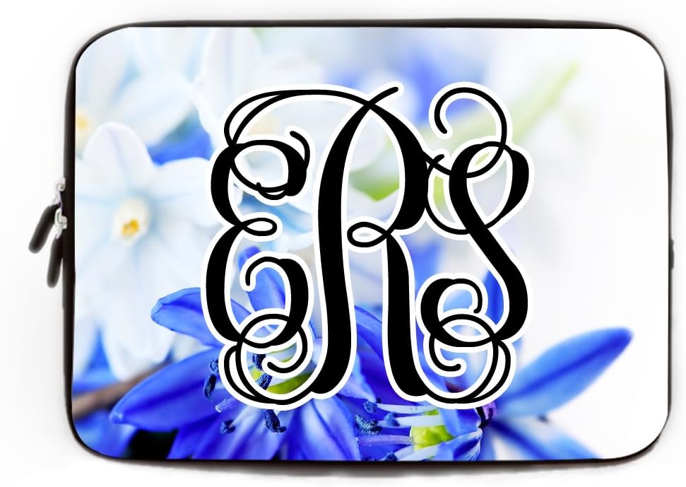Custom Blue and White Flower Laptop Sleeve Small Computer