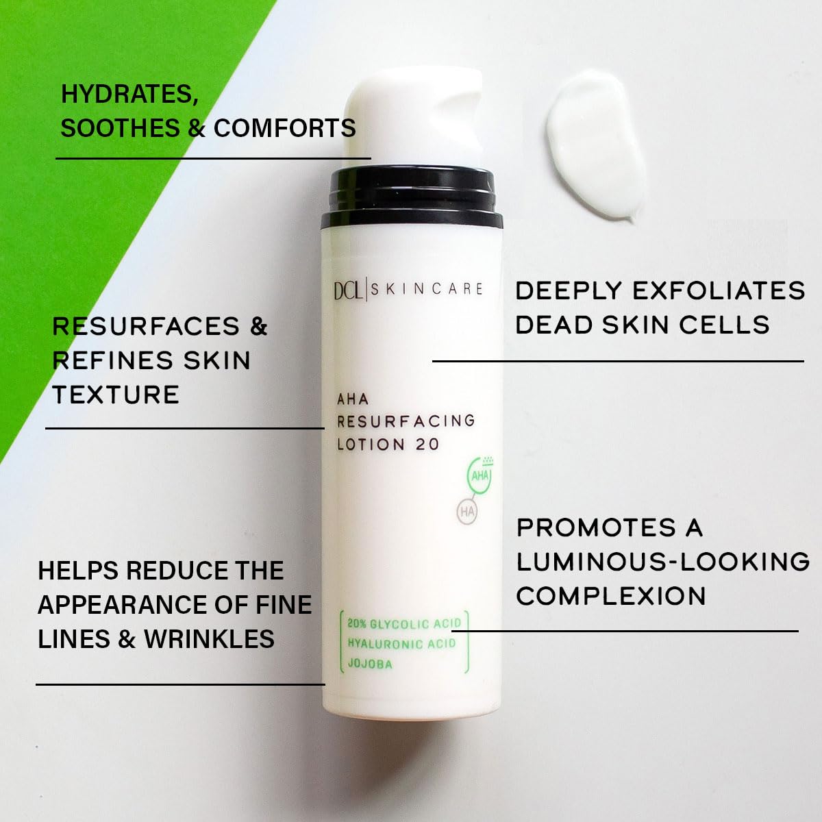 DCL Skincare AHA Resurfacing Lotion 20 with 20% Glycolic Acid, High-Strength Exfoliating Treatment, 1.7 fl oz