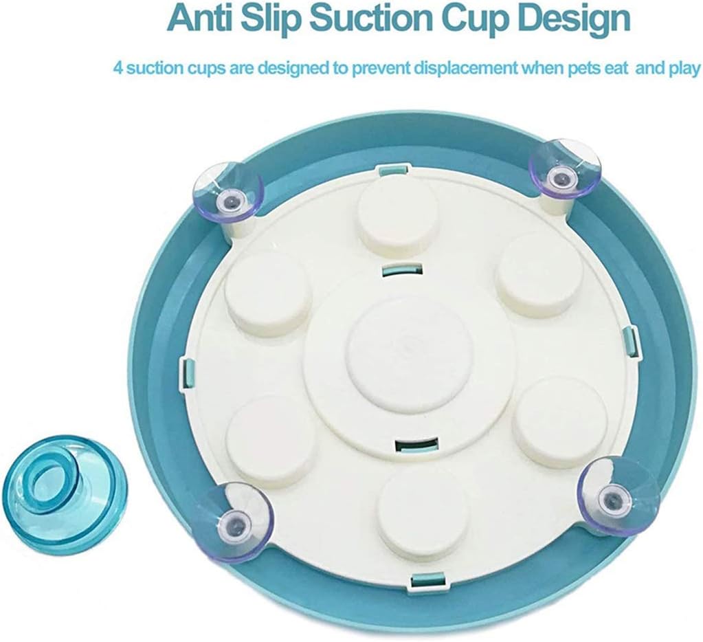 Durable Food Dispensing Dog Puzzle Anti-Slip Nontoxic IQ Training Puppy Toys Interactive Pet Slow Feeders Easy to Clean (Blue)