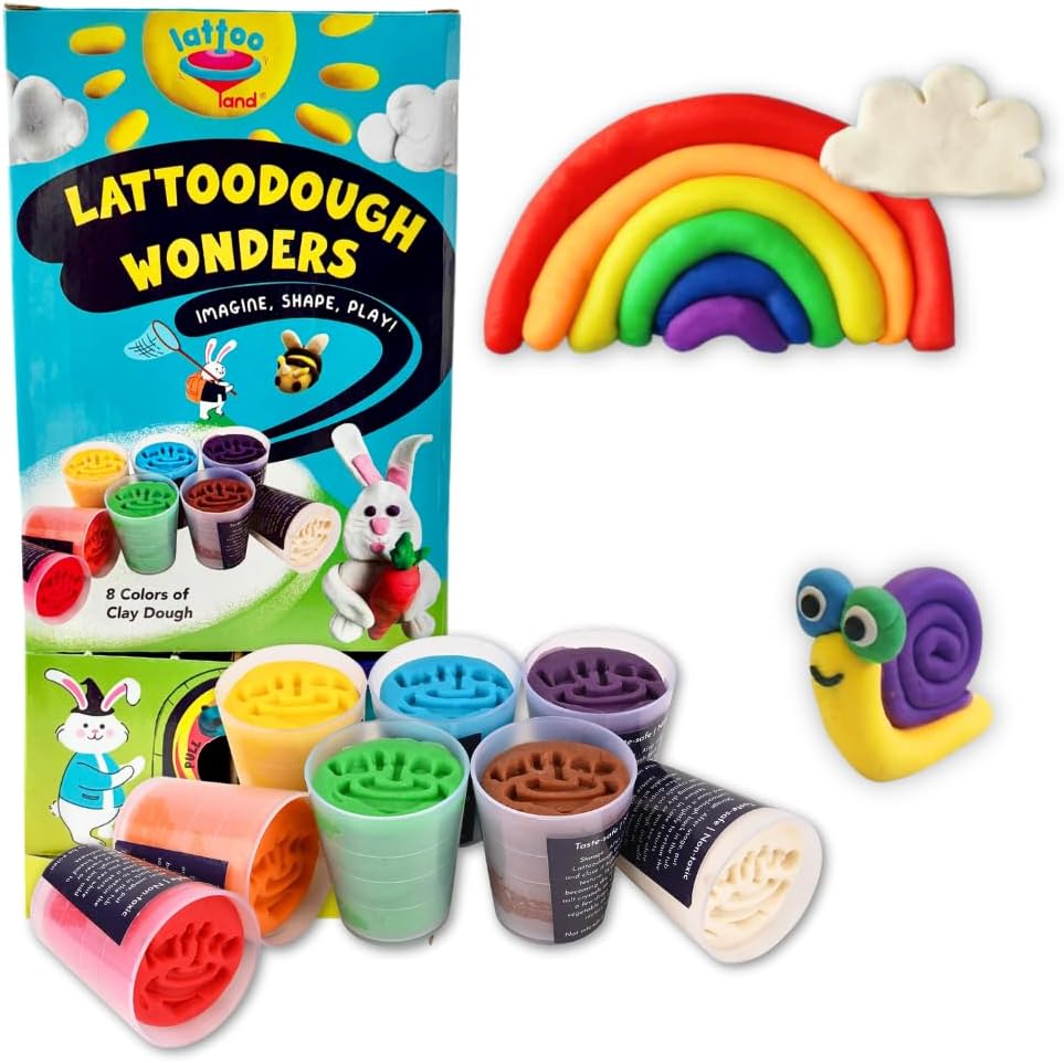 Natural Clay Dough for Kids | Taste-Safe | Vibrant | Does not Dry up Easily | Soft | Multi-Colours | Non-Toxic | Lab-Certified (8 Colors of Dough) | Moudling Toys for Children