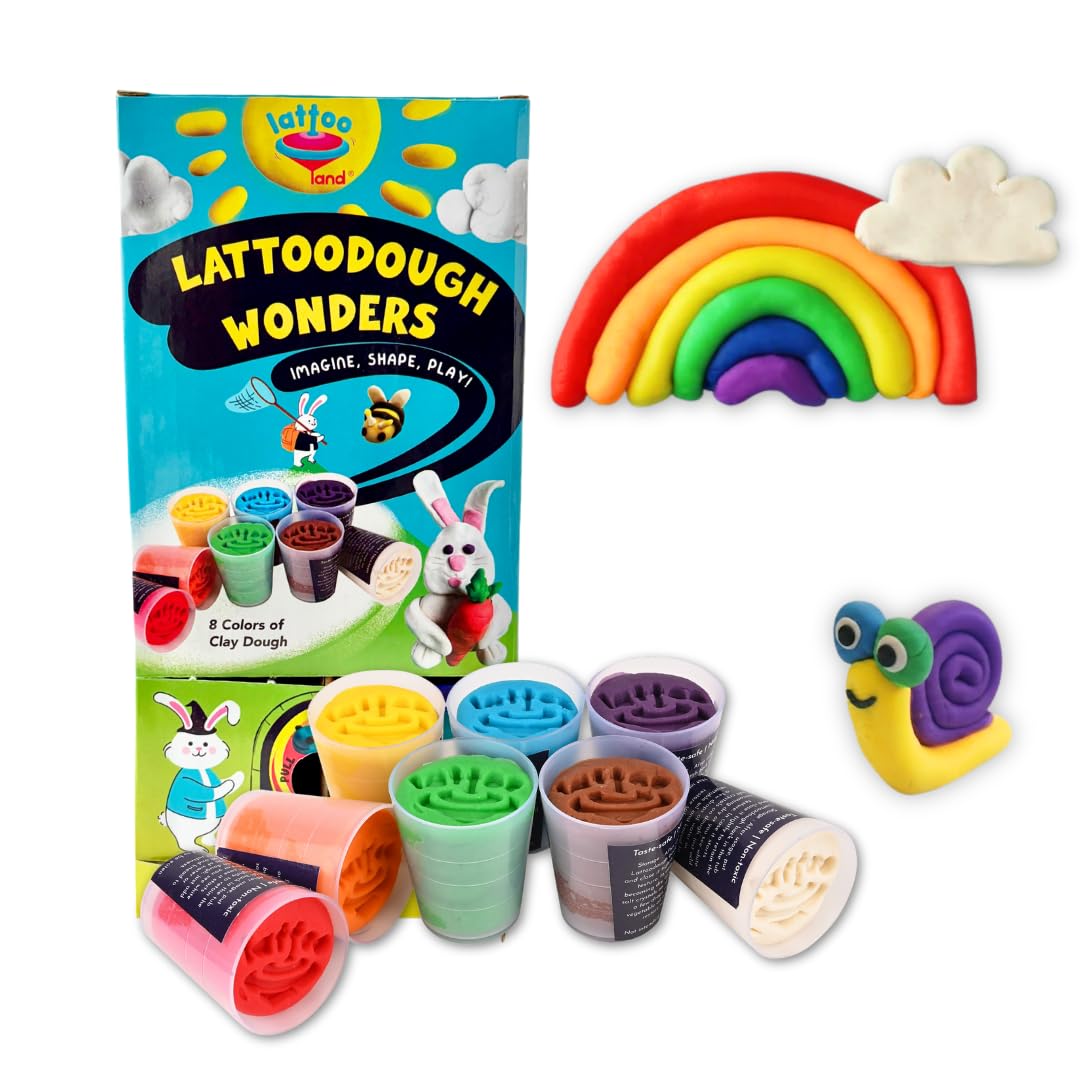 Natural Clay Dough for Kids | Taste-Safe | Vibrant | Does not Dry up Easily | Soft | Multi-Colours | Non-Toxic | Lab-Certified (8 Colors of Dough) | Moudling Toys for Children