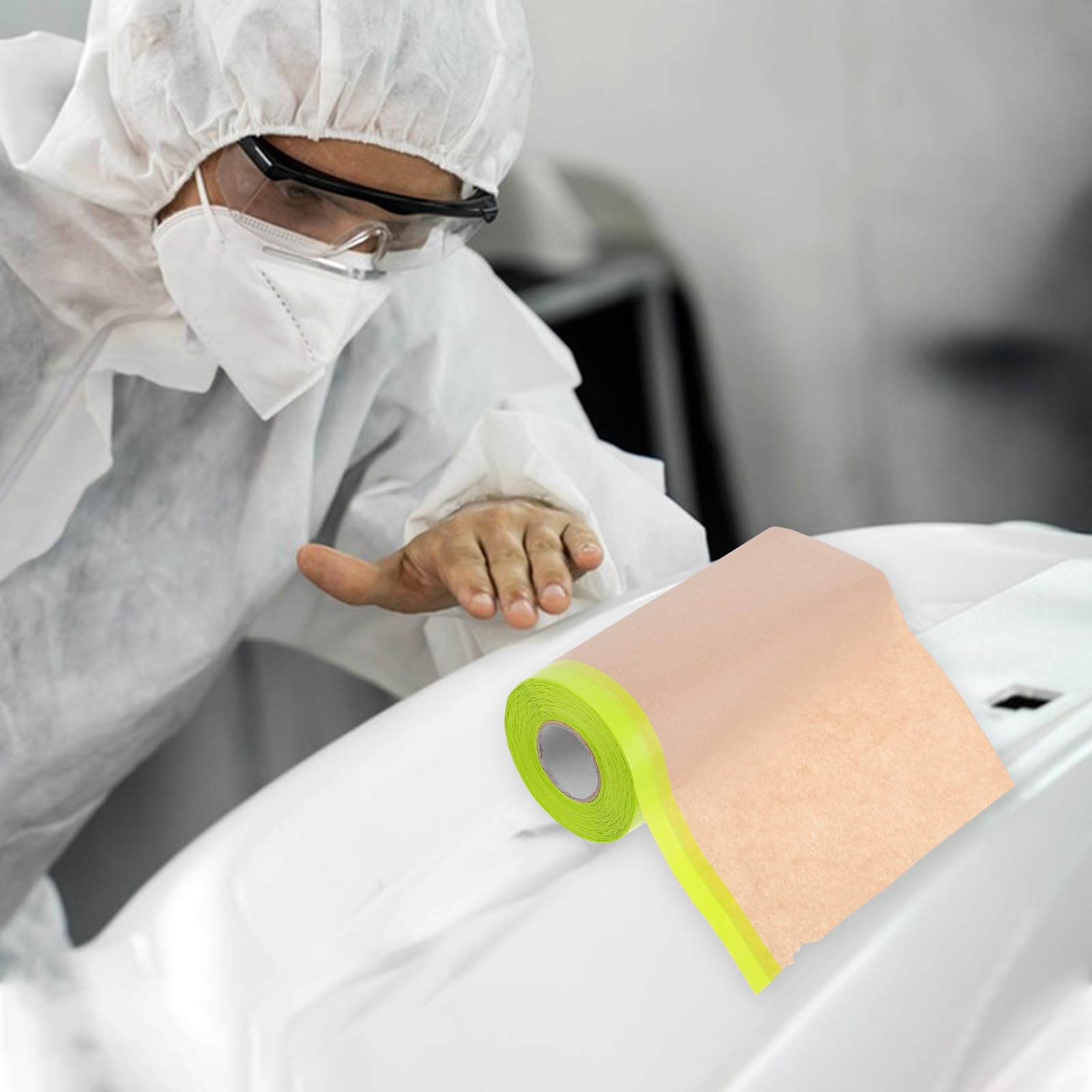 Abdeckpapierrolle Mit Klebeband 59.06In X 0.06In Halbtransparente Abdeckfolie Für Auto Lackierarbeiten Wand- Und Bodenbelag Malerpapier Schablonen Schneiden