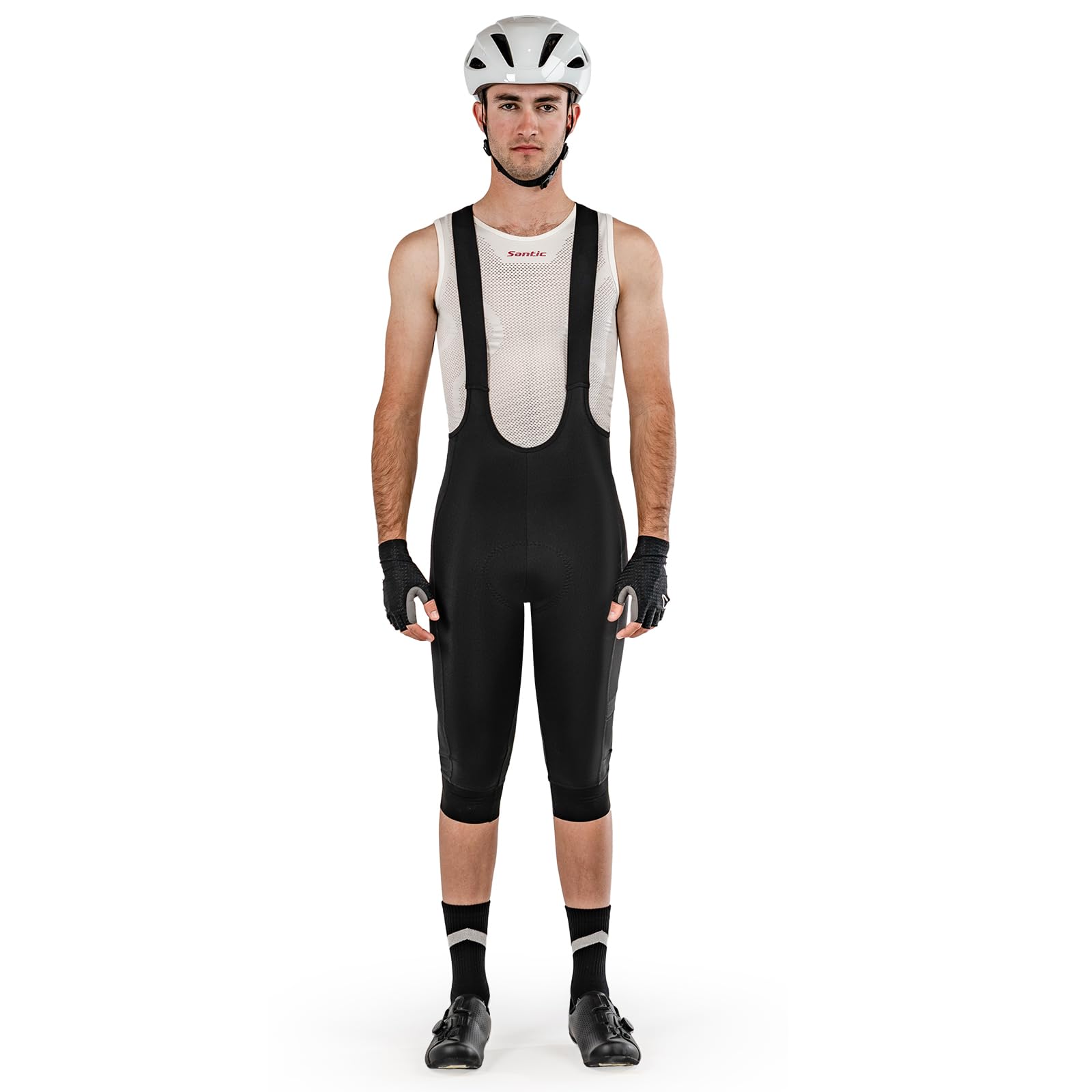 Santic Pantalones de ciclismo para hombre 3/4 de alta elasticidad Bib Shorts