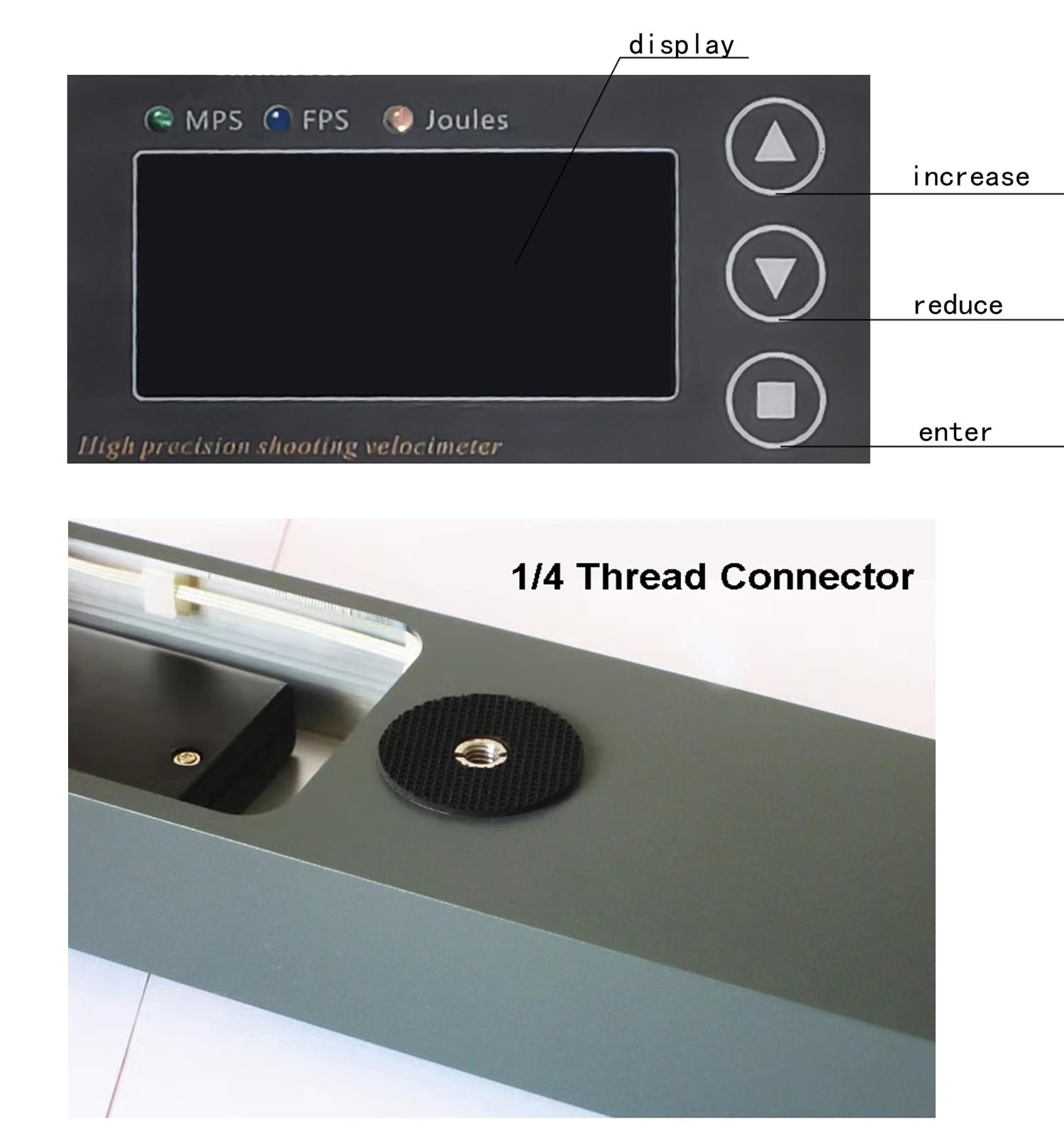Cronografo balistico Strumento di Misura della velocità della Freccia dell'Arco con Ampio Schermo LCD Intervallo di misurazione 1-2000 mps o (5-6500 FPS), 0,1-6000 J