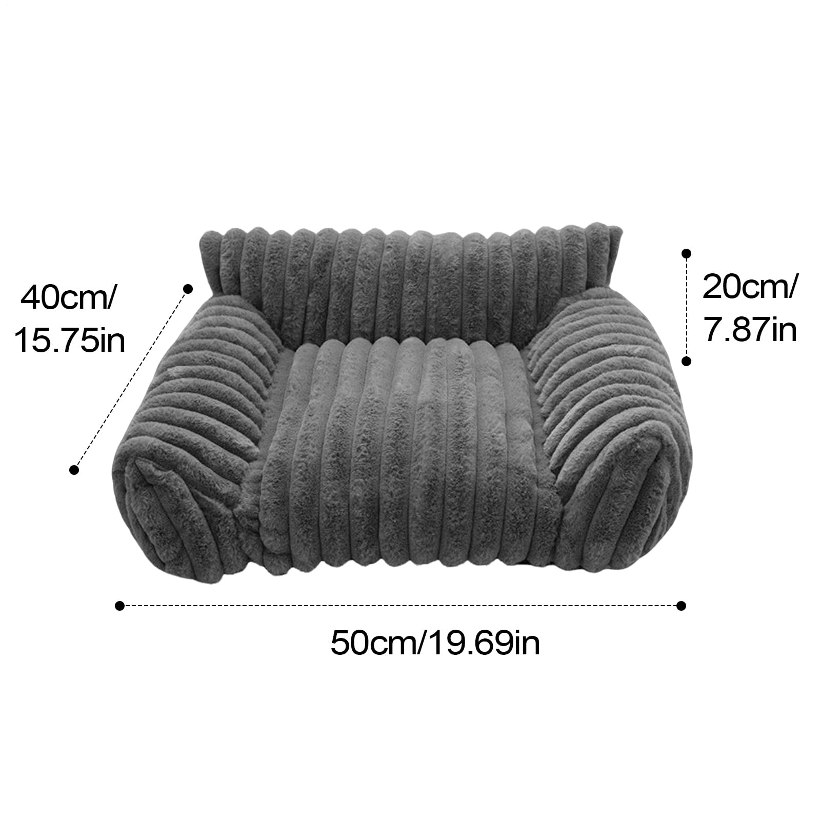 Generico Cat Sofa Beds, Plush Pet Couch, 19.69x15.75x7.87 Inches Portable Comfortable Gray, Chew Proof Sofa Bed, Daily Use, Dogs, and Cats, Patio, Bedroom, Travel, Car, Living Room, Apartment