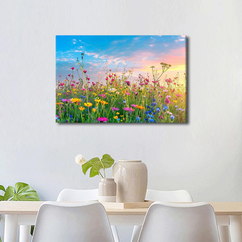 TISHIRON Wildflowers Canvas Painting - 5 Panel Wall Art for Bedroom Above Bed - Home Decor Artwork, 40x60cm - Image 4