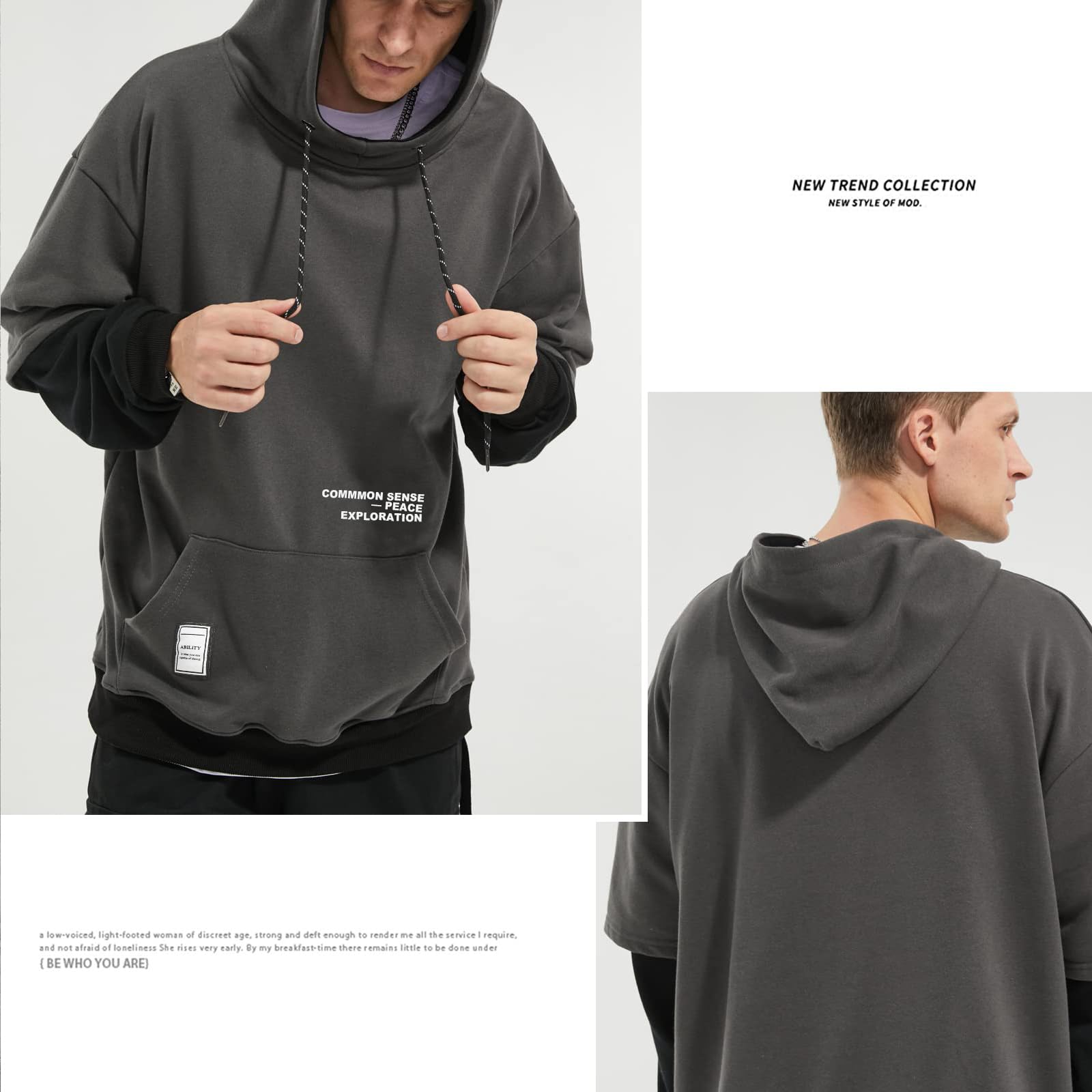 Moshtashio Felpa Uomo con Cappuccio Abbigliamento Felpe Manica Lunga Colori a Contrasto Hoodies Sweatshirt Pullover Tops Autunno Inverno Moda