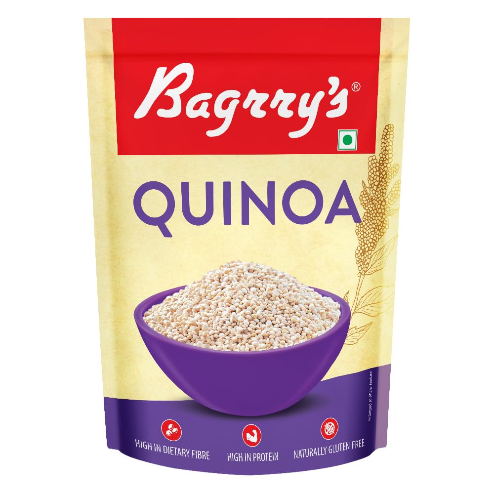 Bagrry’s Quinoa 1kg | Gluten Free Superfood | High Protein & High Fibre Breakfast Cereal | Rice Substitute | Diabetic-Friendly, Heart-Healthy | No Added Preservatives | Perfect for Weight Management, Healthy Meals and Fitness Diet