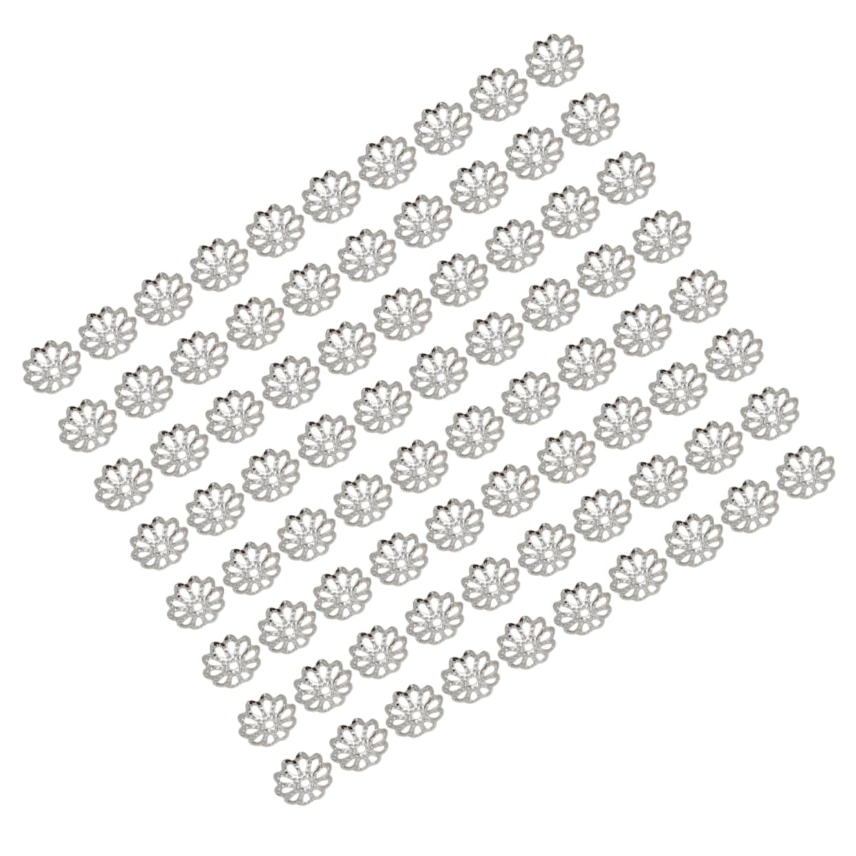 Angoily 1000Pcs DIY Jewelry Charm Silver Flower Bead Caps Natural Beads Spacer Pendant Hollow End Caps for Unique Jewelry Making Versatile Craft Accessories