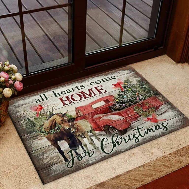 Door Mats Indoor Doormat Home Decor Winter All Hearts Come Home For Christmas Horse House Warming Gifts New Home Decor